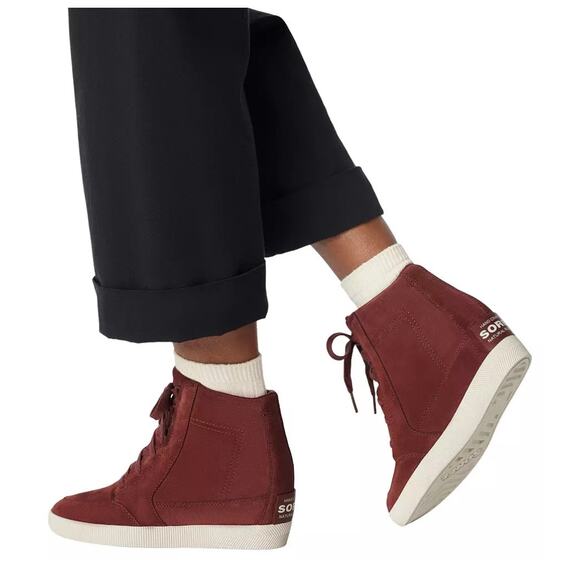 Sorel Women’s Out and About Wedge Sneaker Boots Spice Burgundy size 8.5 - Picture 1 of 9